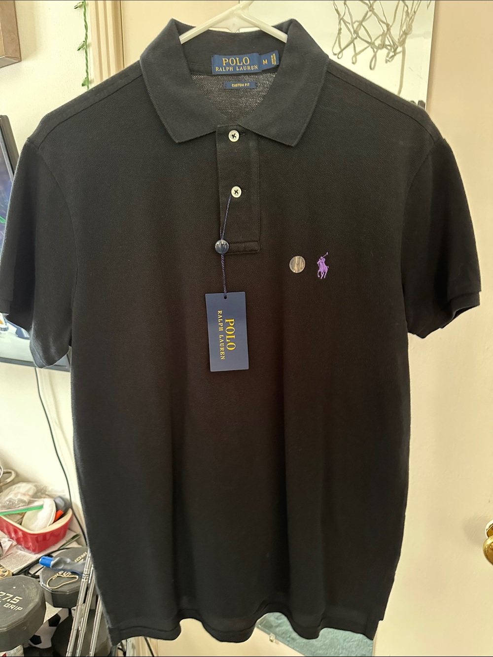 Polo Ralph Lauren Mens Short Sleeve 100% Cotton Polo Shirt New Medium Black Purp